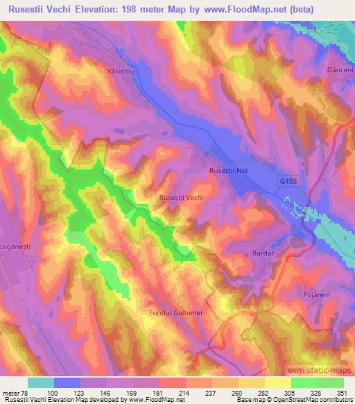 Rusestii Vechi,Moldova Elevation Map