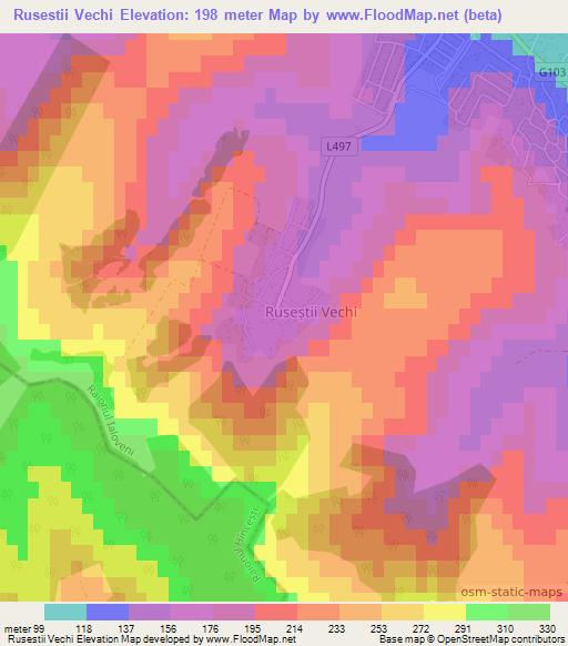 Rusestii Vechi,Moldova Elevation Map