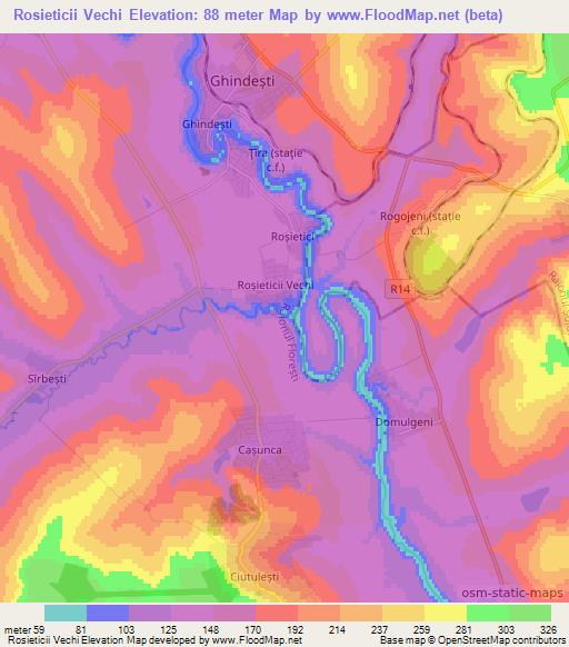 Rosieticii Vechi,Moldova Elevation Map