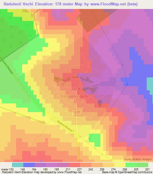 Radulenii Vechi,Moldova Elevation Map