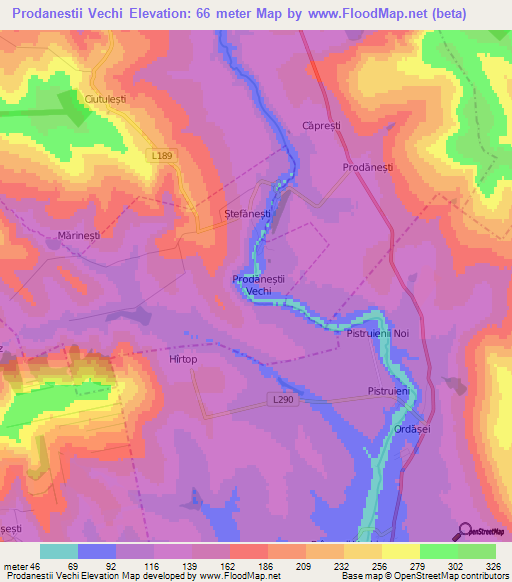 Prodanestii Vechi,Moldova Elevation Map