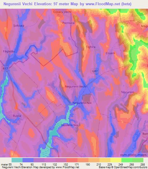 Negurenii Vechi,Moldova Elevation Map