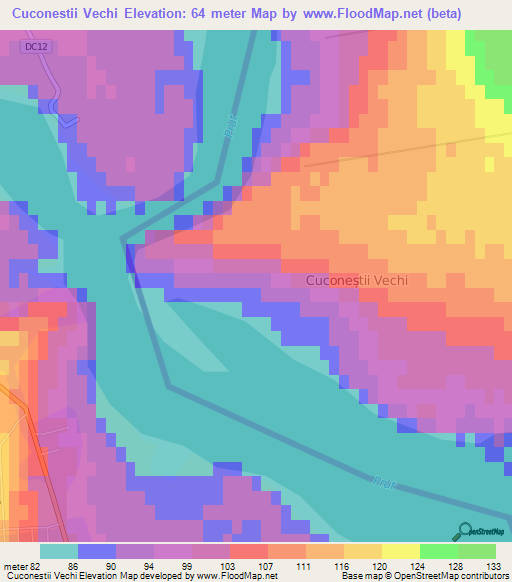 Cuconestii Vechi,Moldova Elevation Map