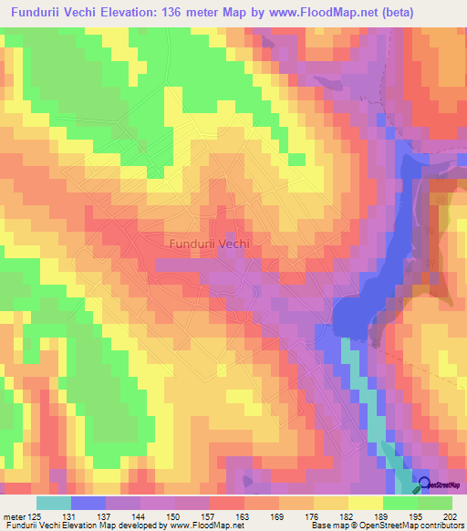 Fundurii Vechi,Moldova Elevation Map