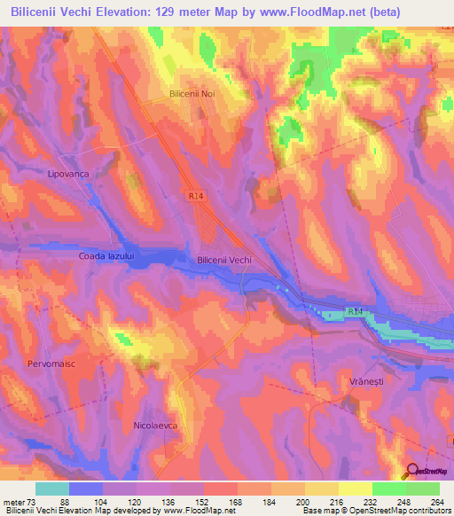 Bilicenii Vechi,Moldova Elevation Map