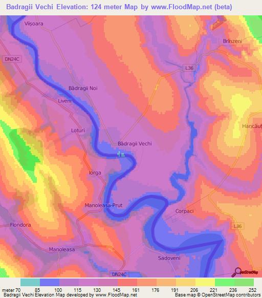 Badragii Vechi,Moldova Elevation Map