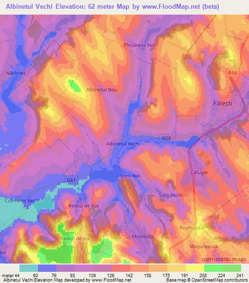 Albinetul Vechi,Moldova Elevation Map