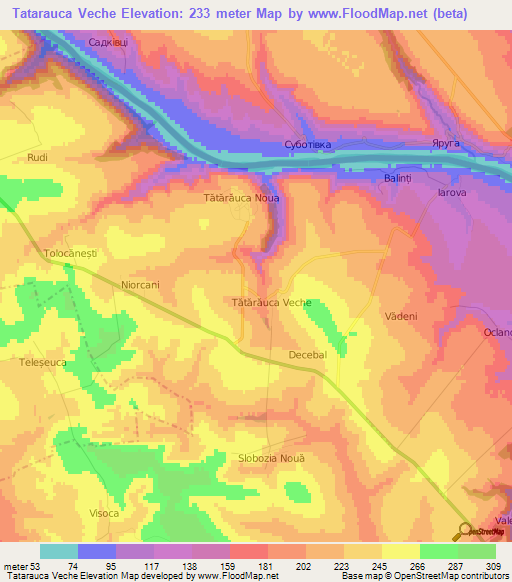 Tatarauca Veche,Moldova Elevation Map