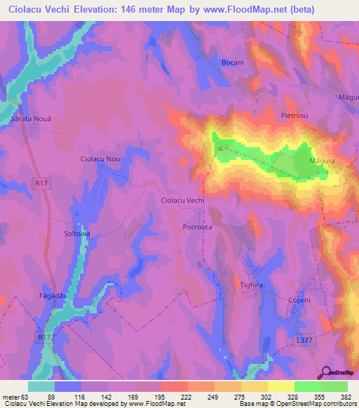 Ciolacu Vechi,Moldova Elevation Map