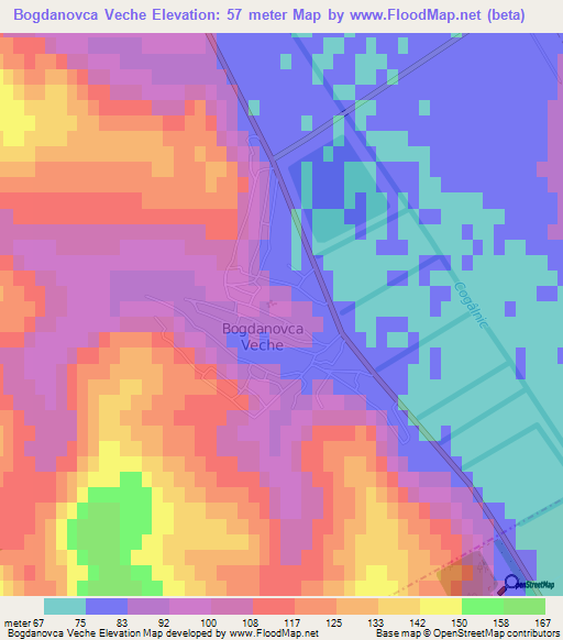 Bogdanovca Veche,Moldova Elevation Map