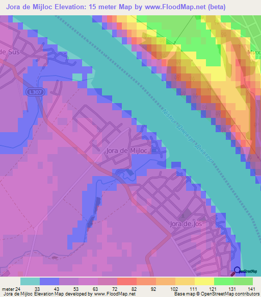 Jora de Mijloc,Moldova Elevation Map