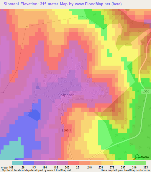 Sipoteni,Moldova Elevation Map