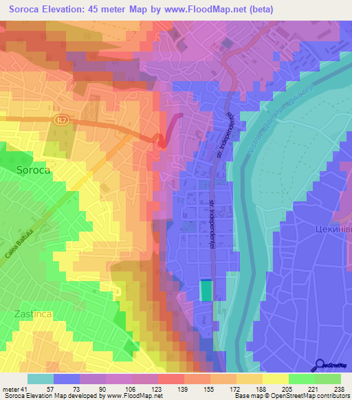 Soroca,Moldova Elevation Map