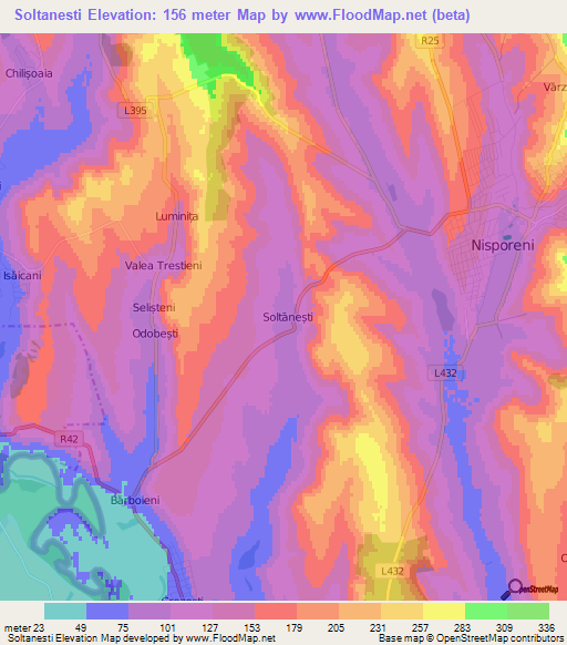 Soltanesti,Moldova Elevation Map