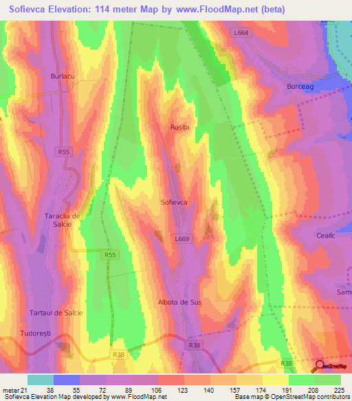 Sofievca,Moldova Elevation Map