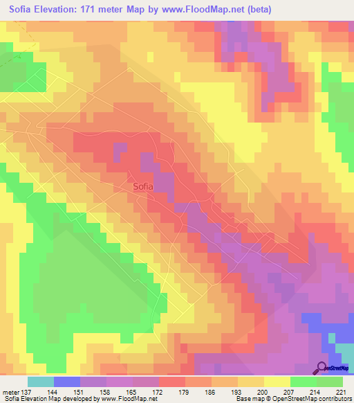 Sofia,Moldova Elevation Map