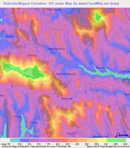 Slobozia-Magura,Moldova Elevation Map