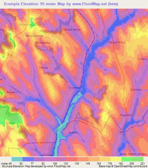 Scumpia,Moldova Elevation Map