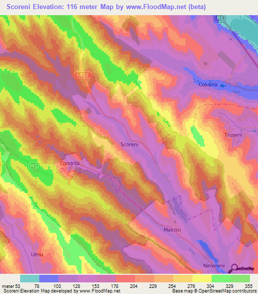 Scoreni,Moldova Elevation Map