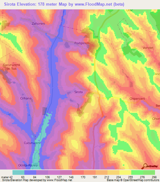 Sirota,Moldova Elevation Map