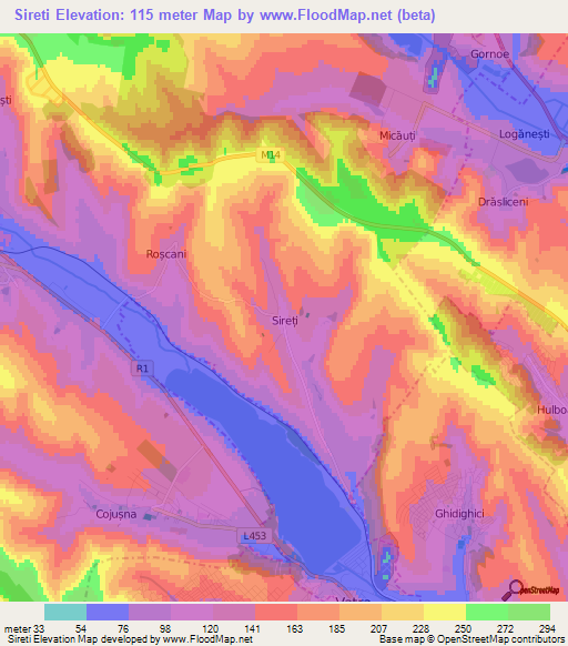 Sireti,Moldova Elevation Map