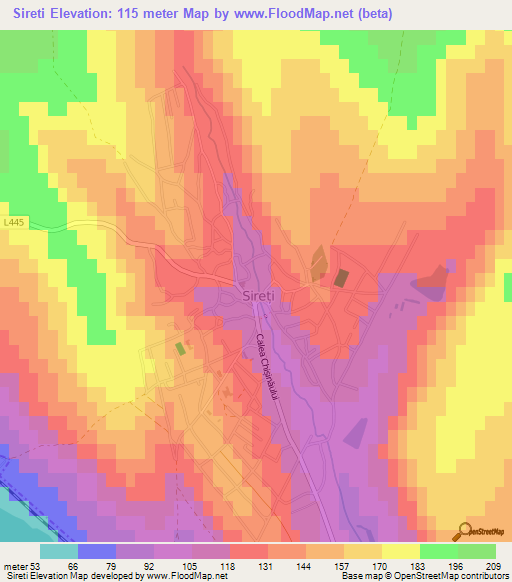 Sireti,Moldova Elevation Map