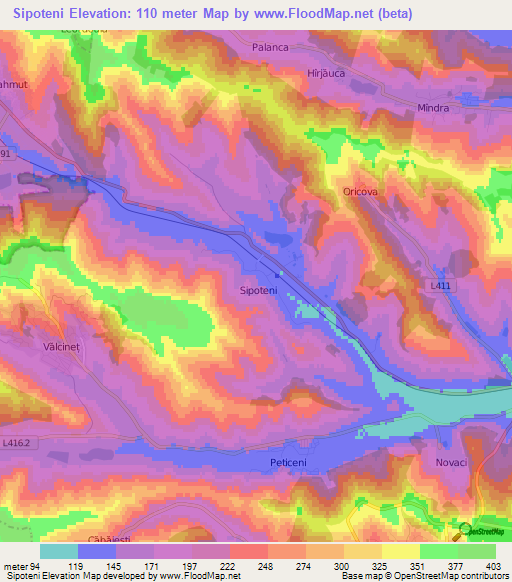 Sipoteni,Moldova Elevation Map