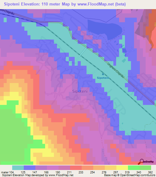 Sipoteni,Moldova Elevation Map