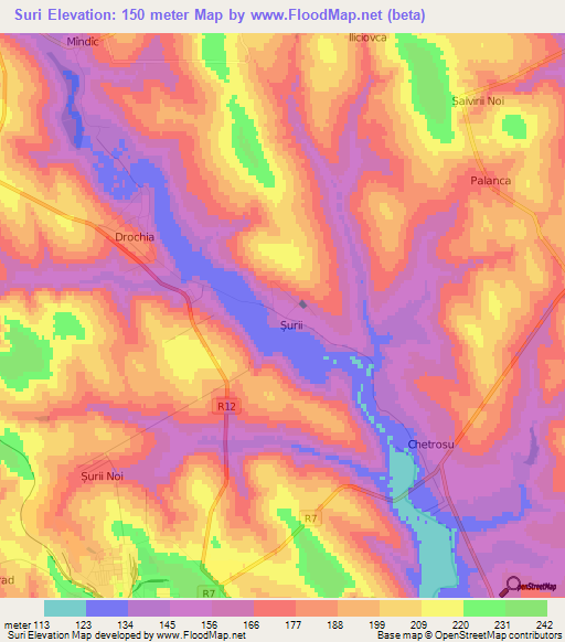 Suri,Moldova Elevation Map