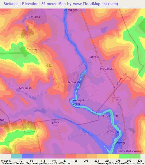 Stefanesti,Moldova Elevation Map