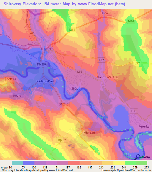 Shirovtsy,Moldova Elevation Map