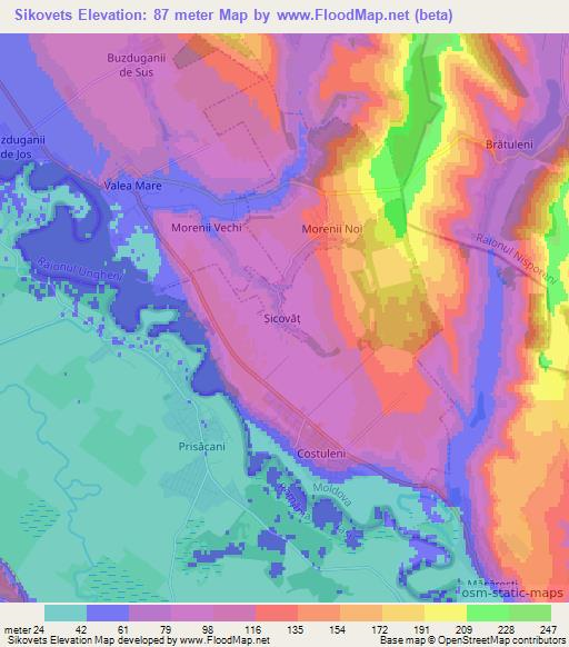 Sikovets,Moldova Elevation Map