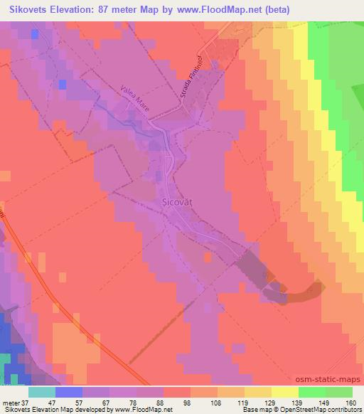 Sikovets,Moldova Elevation Map