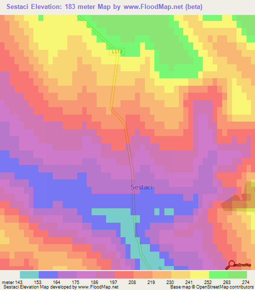 Sestaci,Moldova Elevation Map