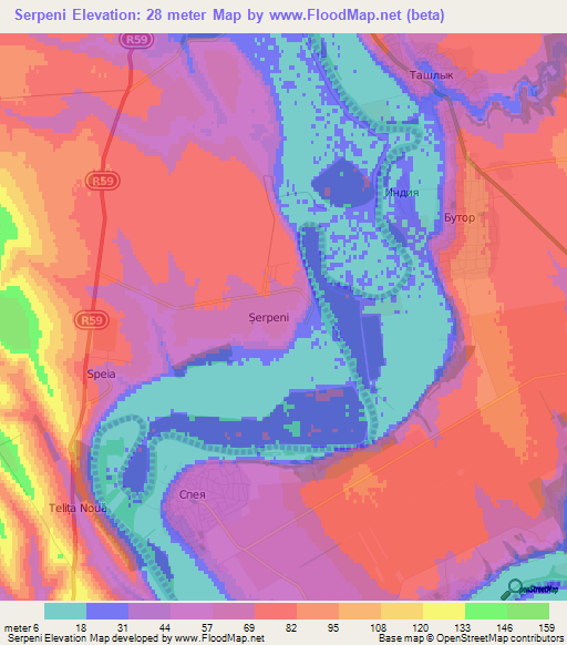 Serpeni,Moldova Elevation Map