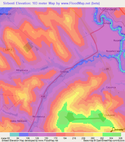 Sirbesti,Moldova Elevation Map