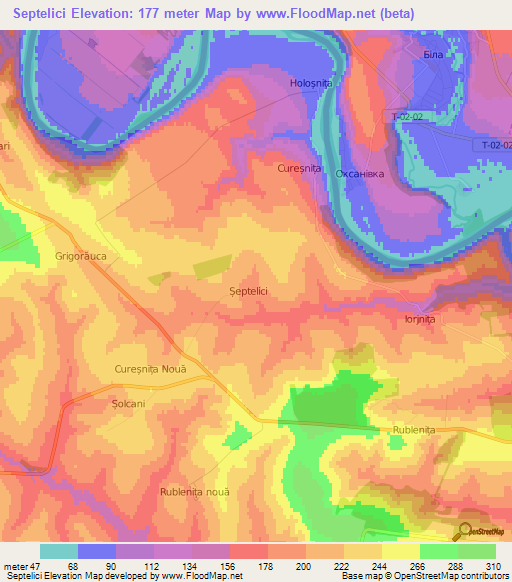 Septelici,Moldova Elevation Map