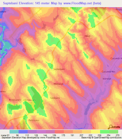 Saptebani,Moldova Elevation Map