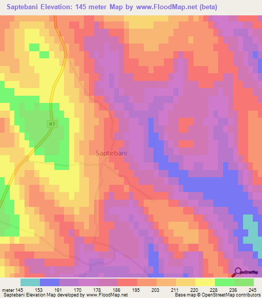 Saptebani,Moldova Elevation Map