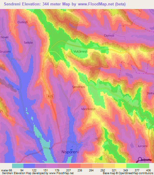 Sendreni,Moldova Elevation Map