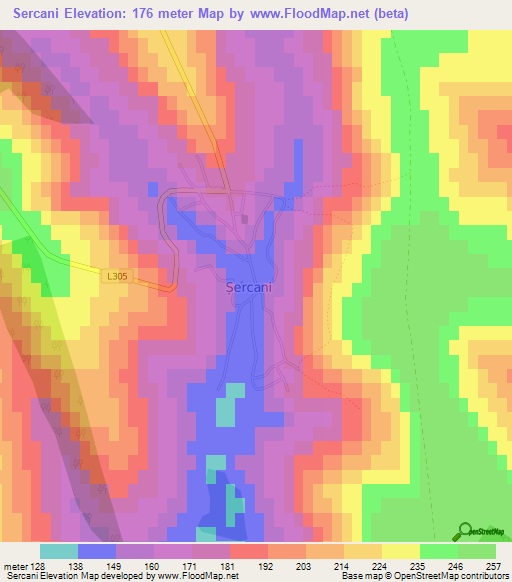 Sercani,Moldova Elevation Map