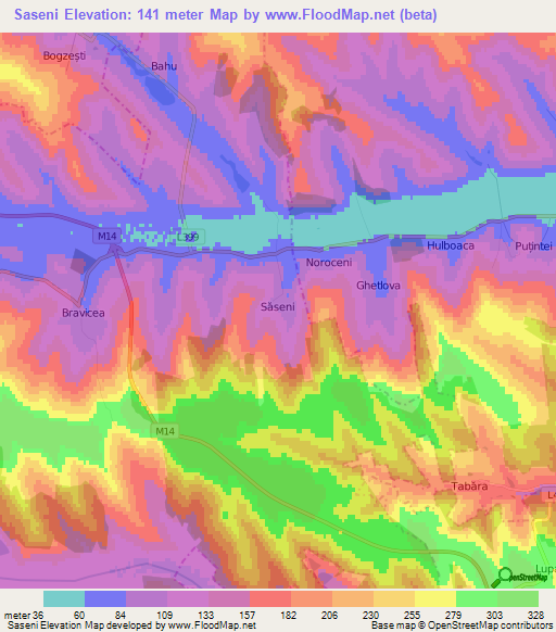 Saseni,Moldova Elevation Map