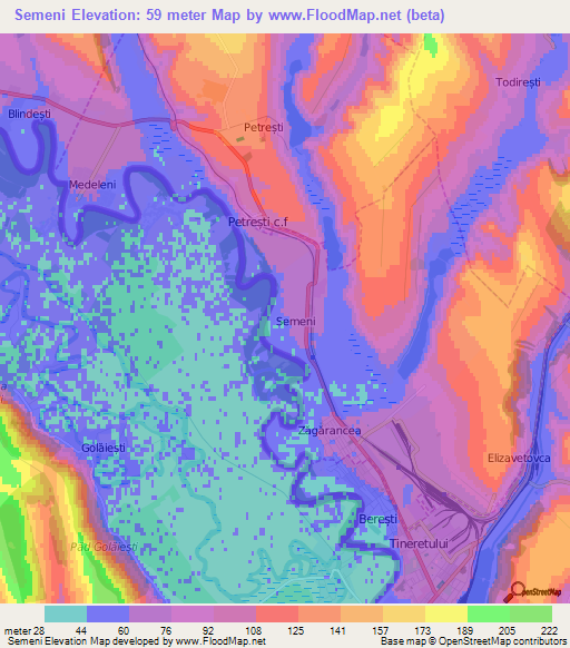 Semeni,Moldova Elevation Map