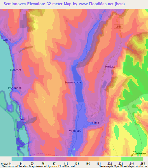 Semionovca,Moldova Elevation Map