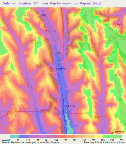 Selemet,Moldova Elevation Map