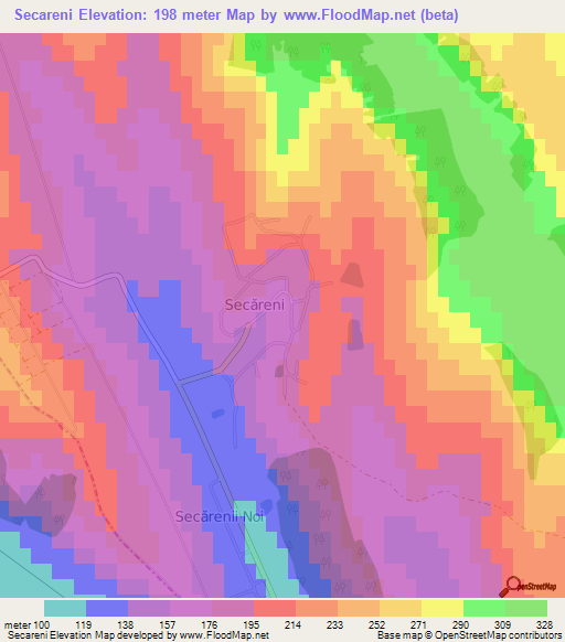 Secareni,Moldova Elevation Map