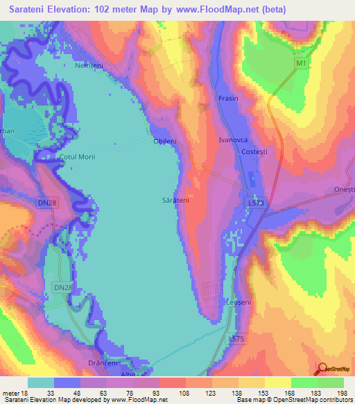 Sarateni,Moldova Elevation Map