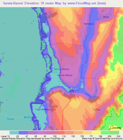 Sarata-Razesi,Moldova Elevation Map