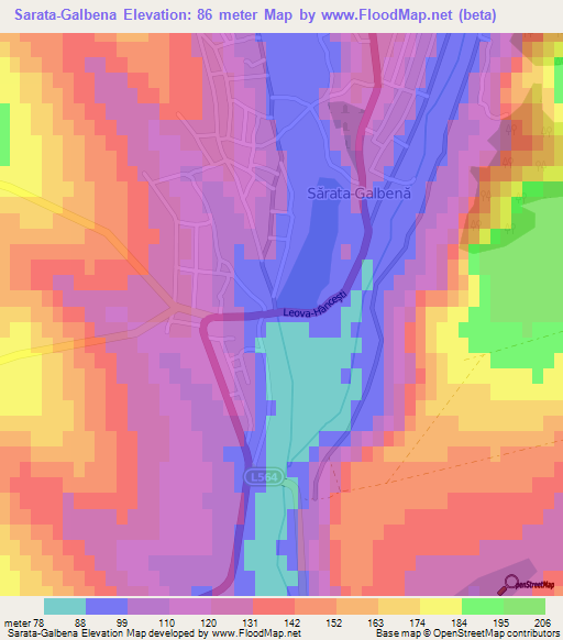 Sarata-Galbena,Moldova Elevation Map