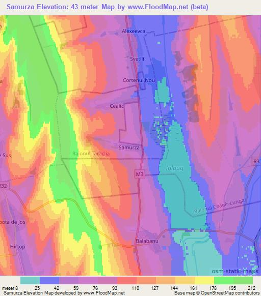 Samurza,Moldova Elevation Map